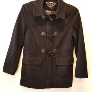 Tommy Hilfiger Black Winter Jacket‎ Coat Wool Blend Parka Zipper Pockets Size M
